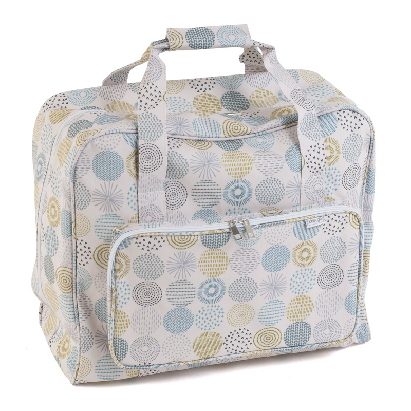 Load image into Gallery viewer, Sewing Machine Bag: Green/Blue Circle Pattern
