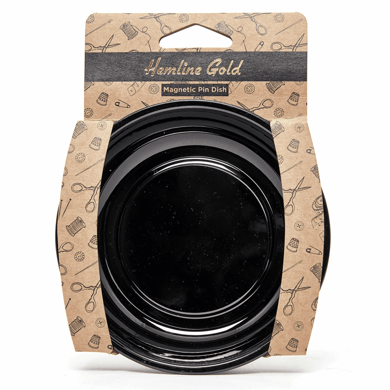 Load image into Gallery viewer, Hemline Gold Magnetic Pin Dish: 10cm: Black