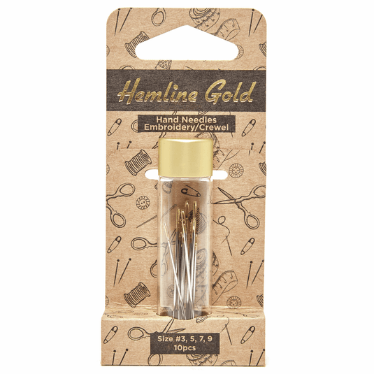 Hemline Gold Hand Sewing Needles: Premium: Embroidery: Sizes 3-9
