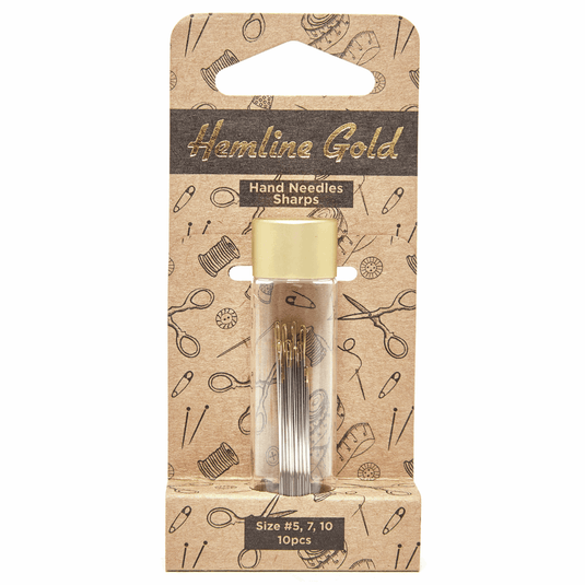Hemline Gold Hand Sewing Needles: Premium: Sharps: Sizes 5-10
