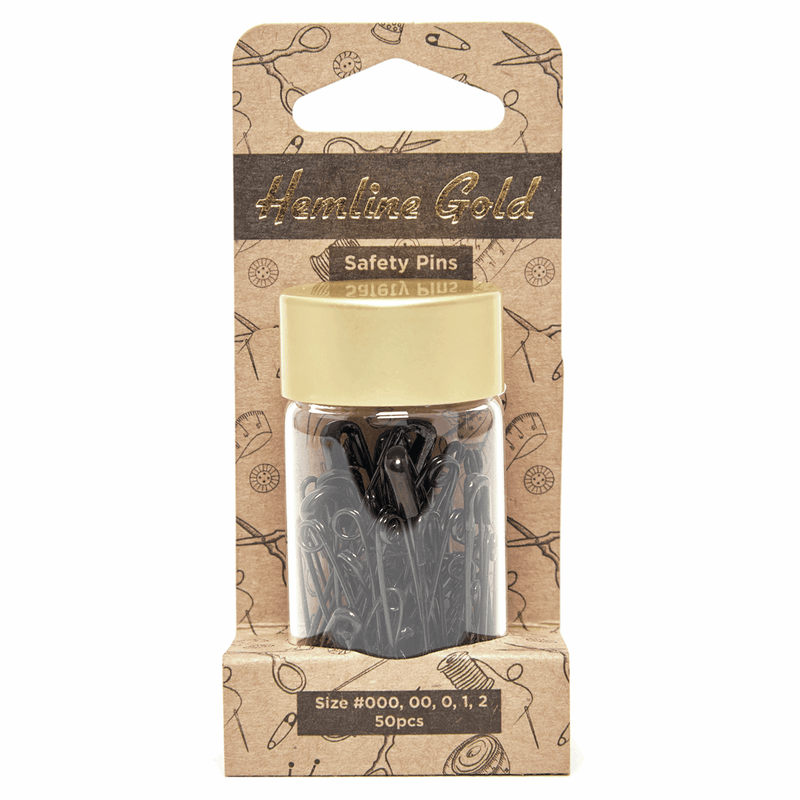 Load image into Gallery viewer, Hemline Gold Assorted Size Safety Pins: Assorted Sizes: 50 Pieces: Black