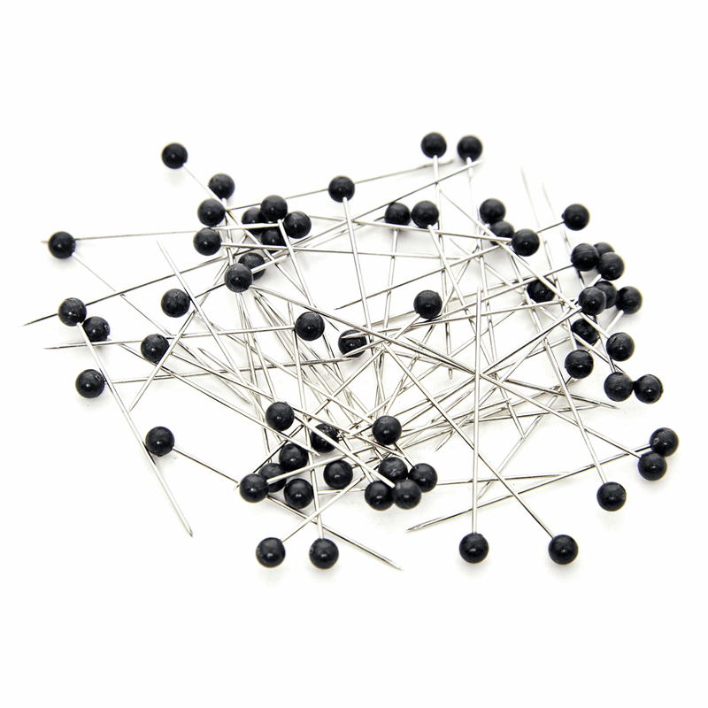 Load image into Gallery viewer, Hemline Gold Pins: Plastic Head: Nickel Plated Steel: 0.58 x 38mm: Black: 60 Pieces