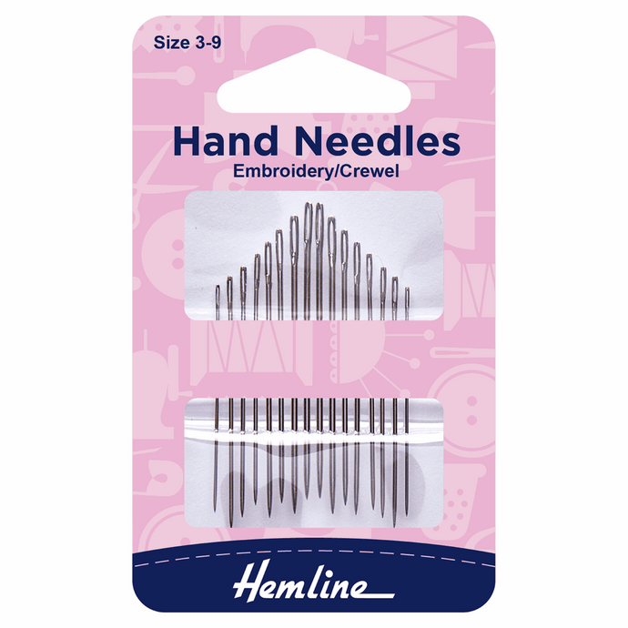 Hand Sewing Needles: Embroidery/Crewel: Size 3-9: 16 Pieces