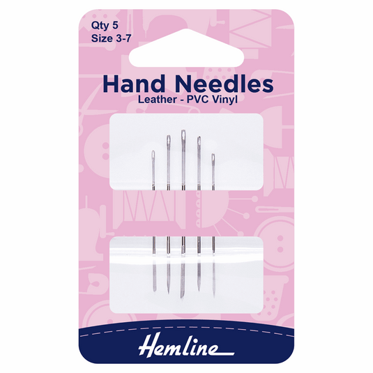 Hand Sewing Needles - Leather/PVC/Vinyl - Size 3-7: Pack of 5
