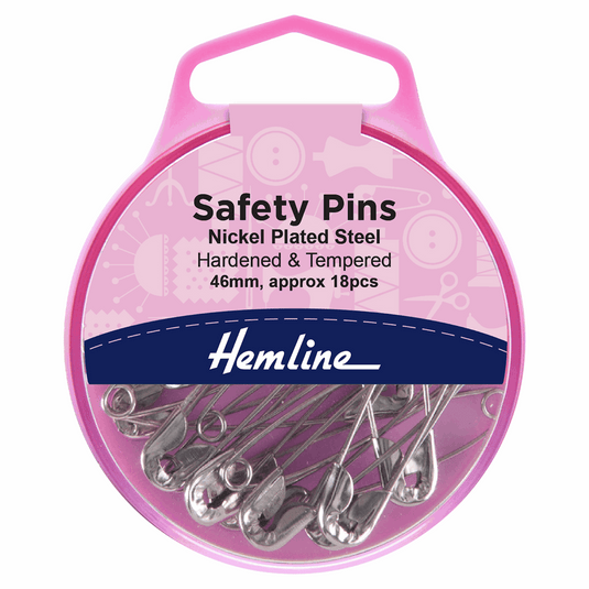 Safety Pins: 46mm: Nickel: 18 Pieces