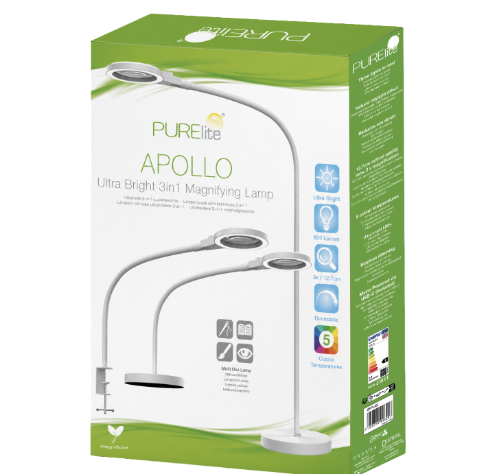 Load image into Gallery viewer, PURElite Apollo 3 in 1 Magnifying Lamp
