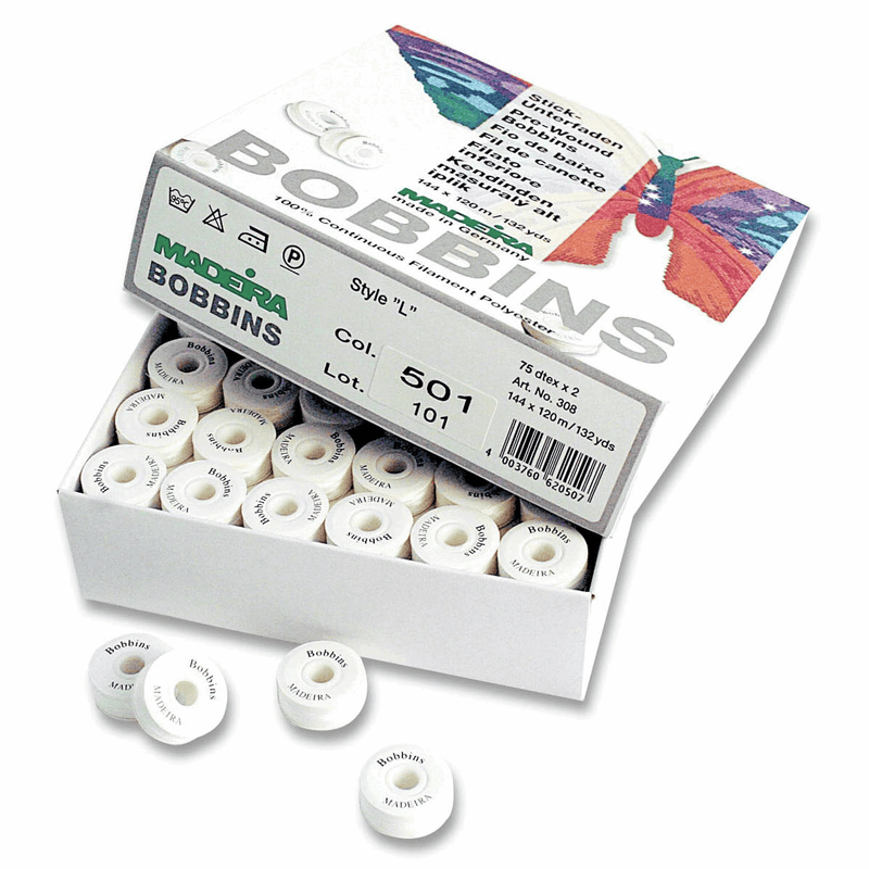 Load image into Gallery viewer, Madeira Pre-Wound Bobbins: Box of 144 x 120m: White
