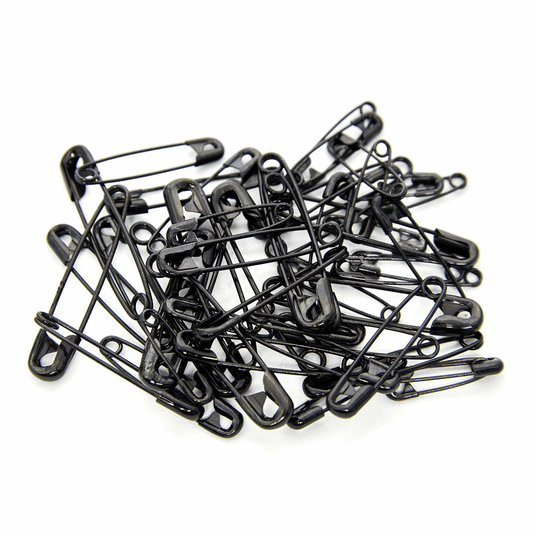 Hemline Gold  Assorted Size Safety Pins: Assorted Sizes: 50 Pieces: Black