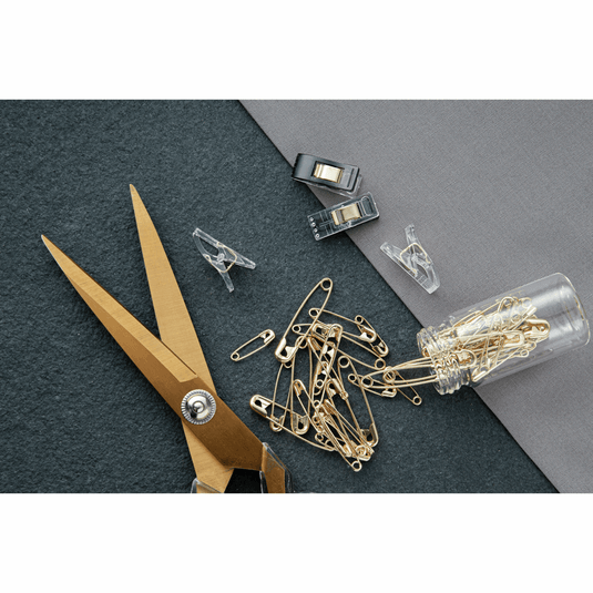 Hemline Gold Assorted Size Safety Pins: Assorted Sizes: 50 Pieces: Gold 