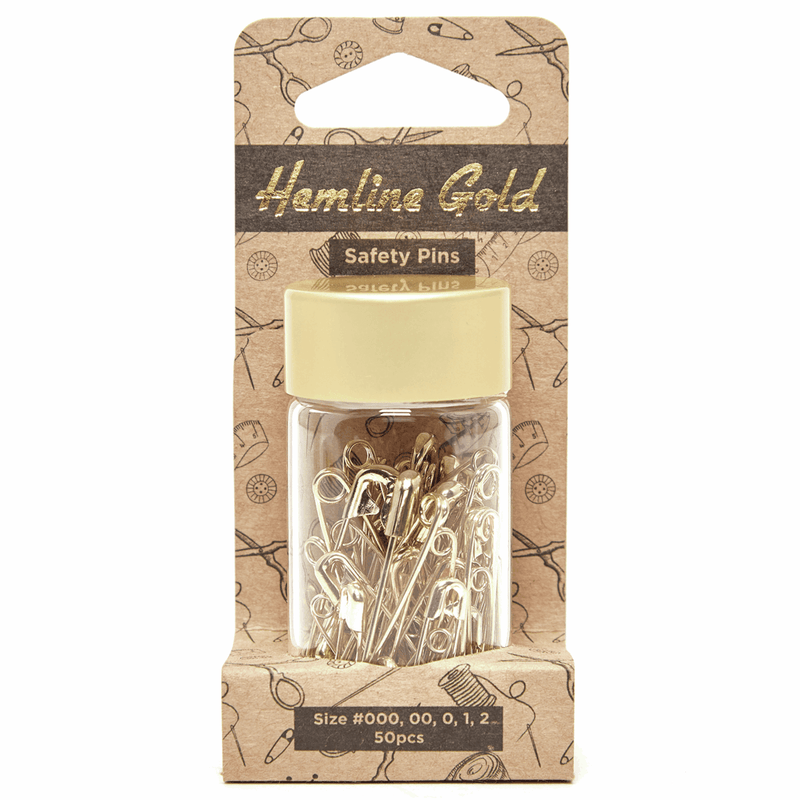 Load image into Gallery viewer, Hemline Gold Assorted Size Safety Pins: Assorted Sizes: 50 Pieces: Gold 
