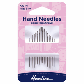 Hand Sewing Needles: Embroidery/Crewel: Size 5-10