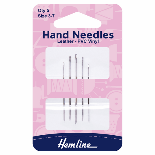 Hand Sewing Needles - Leather/PVC/Vinyl - Size 3-7: Pack of 5