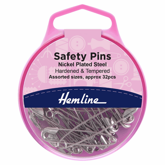 Safety Pins: Assorted: Nickel: 32 Pieces