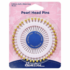 Pins: Pearl Head: Assorted: 38mm: Gold