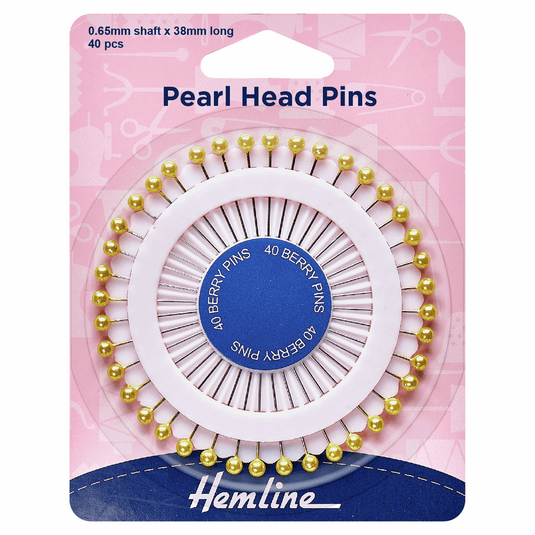 Pins: Pearl Head: Assorted: 38mm: Gold