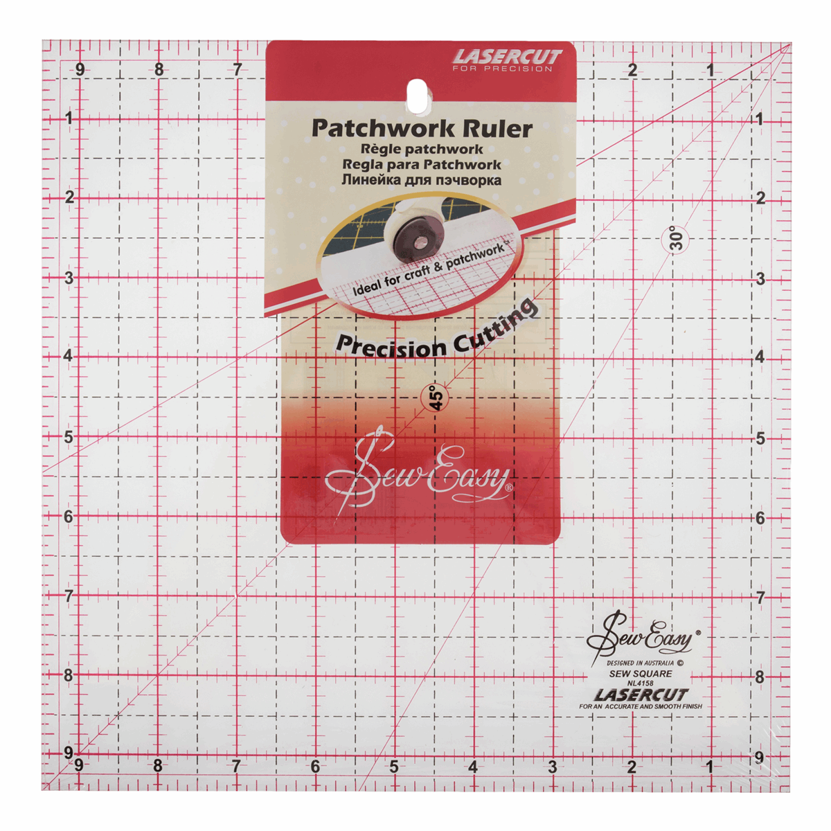 Patchwork Ruler: Square- 9.5 x 9.5in - Sew Easy Quilting and Patchwork ...